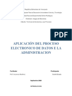 APLICACION DEL PROCESAMIENTO ELECTRONICO DE DATOS EN LA ADMINISTRACION Sara