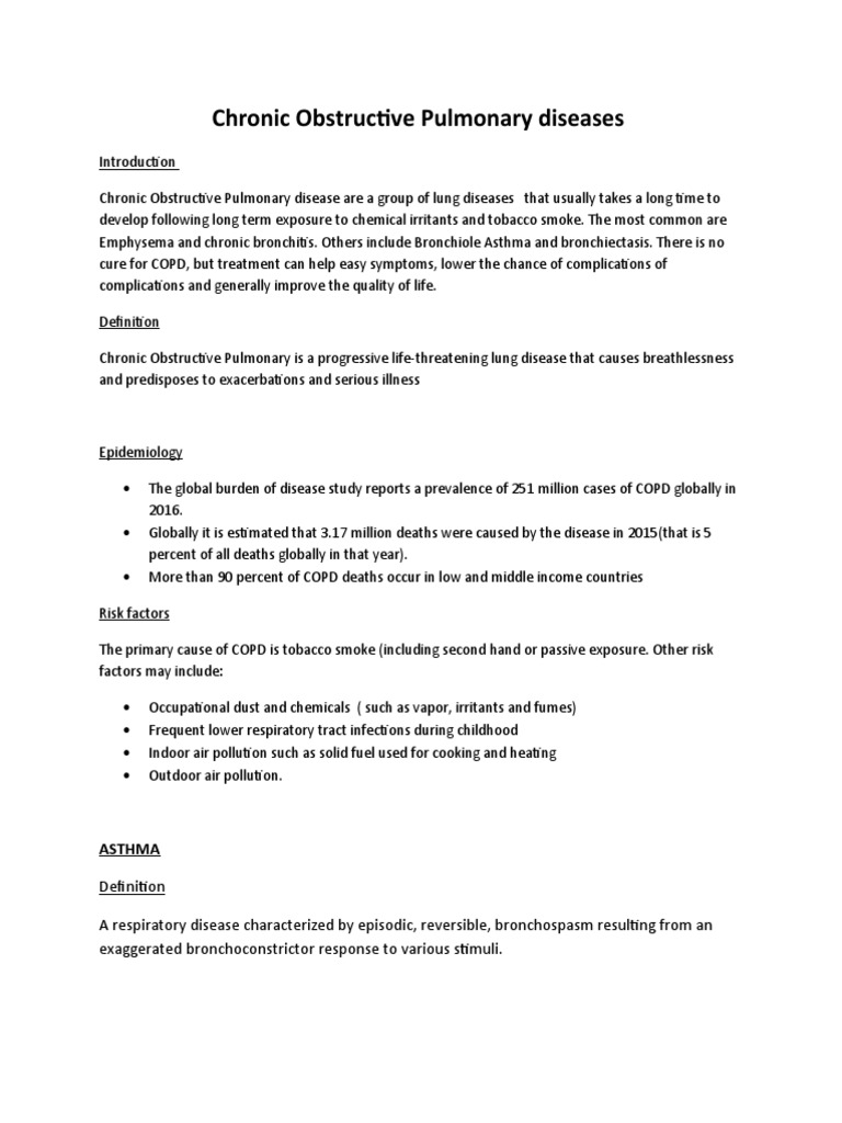 Understanding Chronic Obstructive Pulmonary Diseases | PDF | Asthma ...