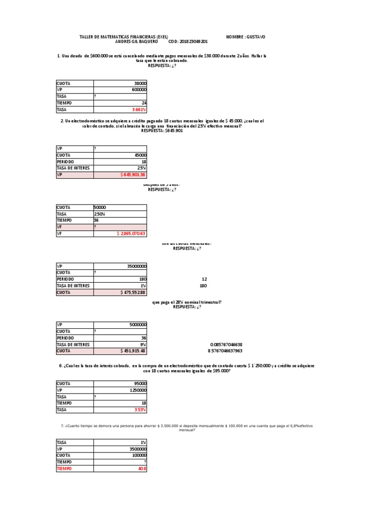 Matematica Financiera 2019 Periodo 2 | PDF | Tasas de interés | Interés