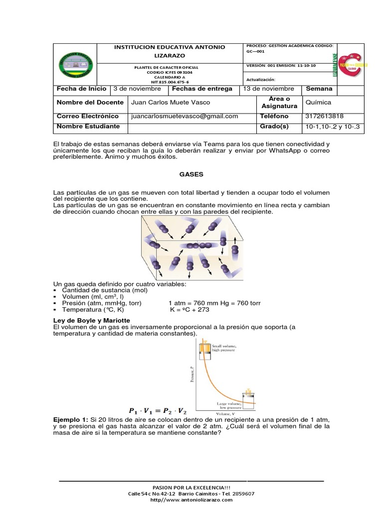 5 Guia 10 Quimica 3P PDF Gases Airbag