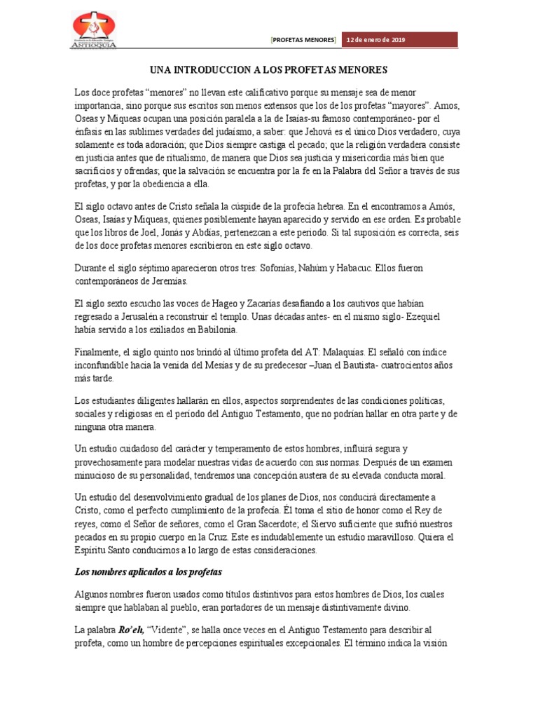 Introducción a los Profetas Menores | PDF | Doce profetas menores | Profeta