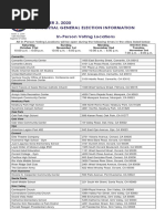 NOVEMBER 3, 2020 Presidential General Election Information In-Person Voting Locations