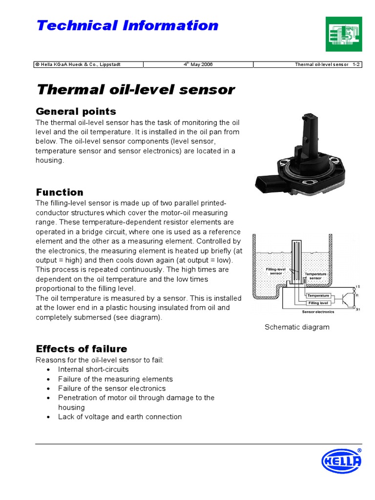 Thermal Oil Level Sensor PDF Electronics Sensor