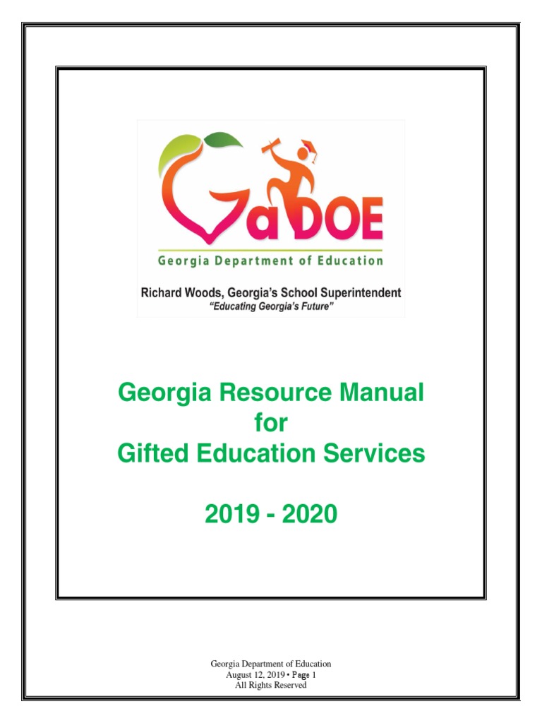 2019 2020 Gifted Resource Manual PDF Differentiated