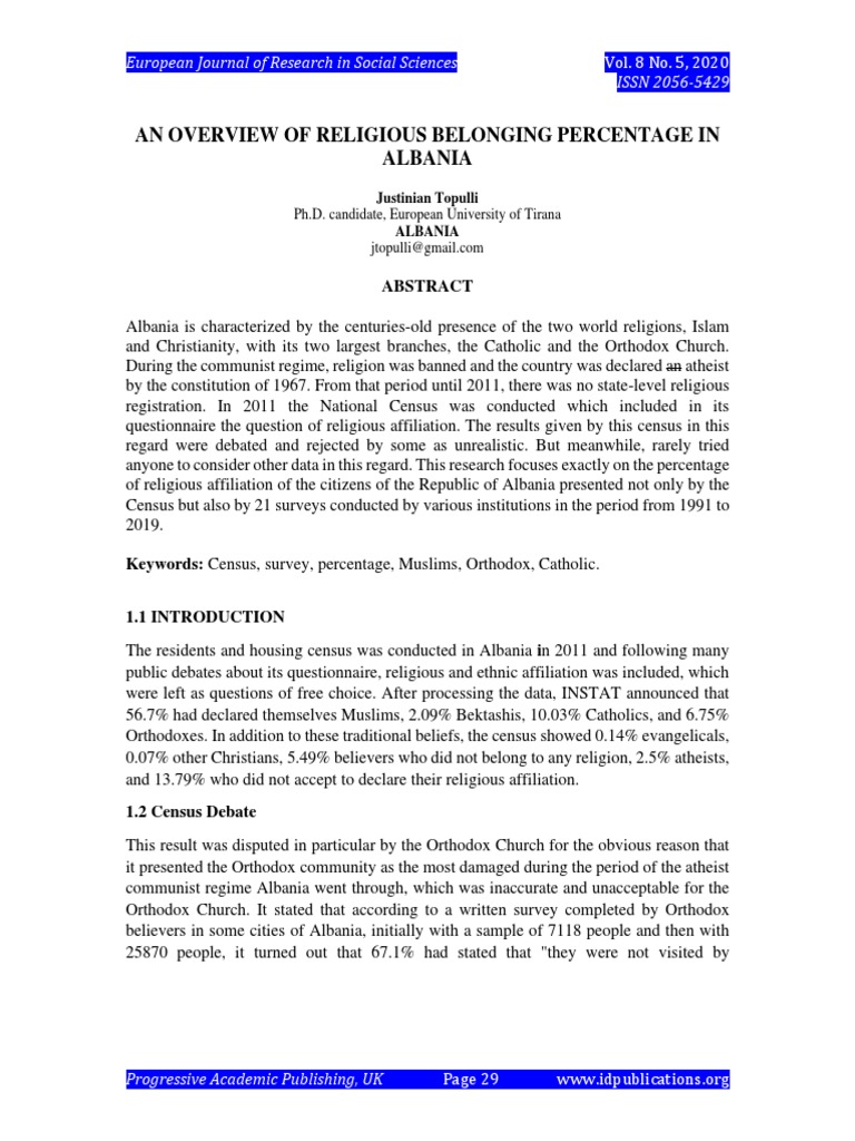 Albania's Religious Demographics Overview | PDF | Albania | Census