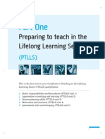Part One: Preparing To Teach in The Lifelong Learning Sector