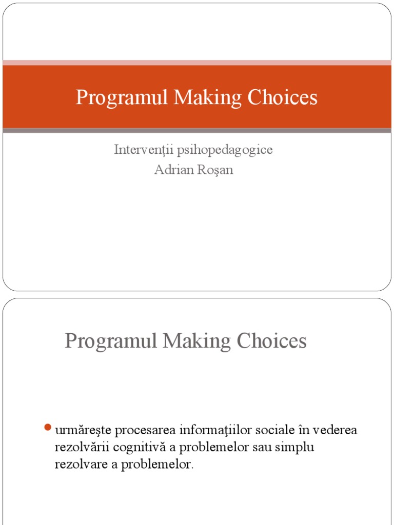 Programul Making Choices | PDF