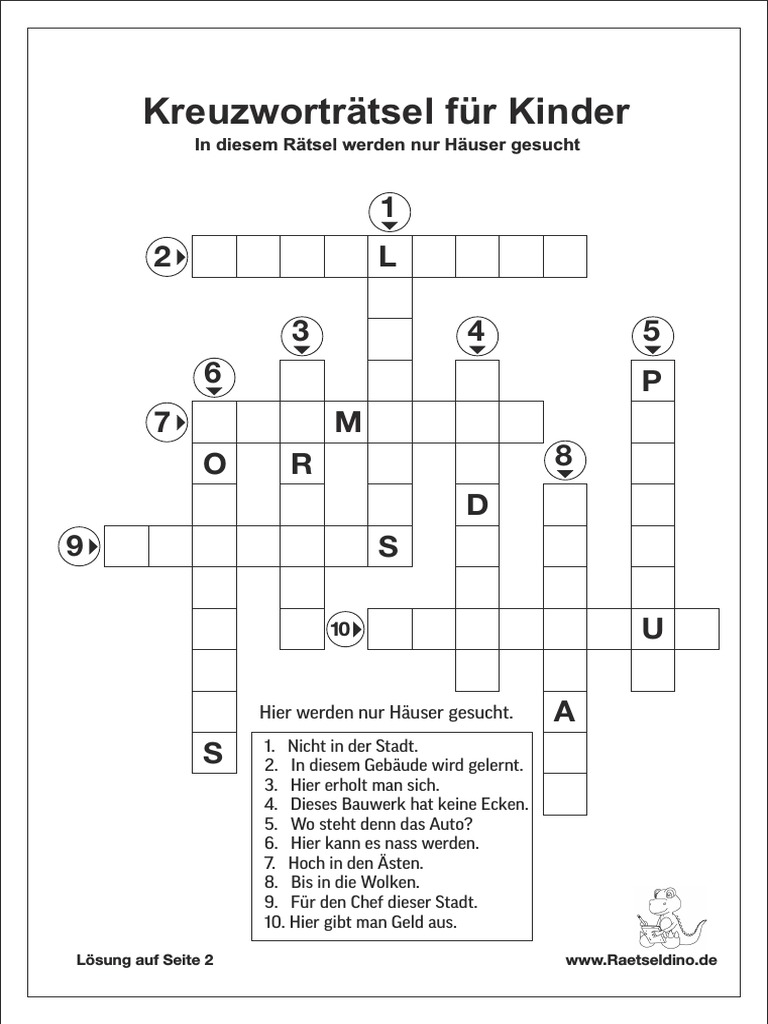 Kreutzwortraetsel Kinder Haus | PDF