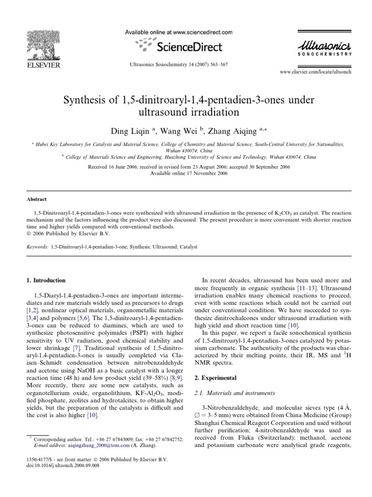 Ultrasound Synthesis of Dinitroaryl Compounds | PDF | Ketone | Proton ...
