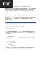 Section 3.4 Factor Theorem and Remainder Theorem: T T T T H