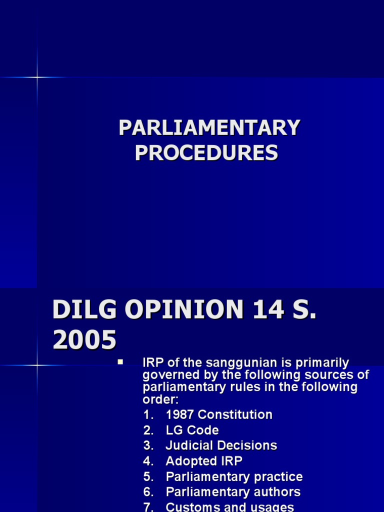 Parliamentary Rules Blue Edition | PDF | Political Law | Parliamentary ...