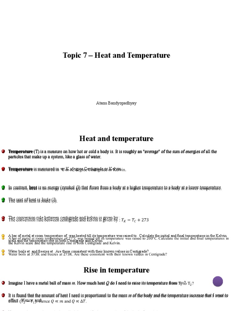 Topic 7 - Heat and Temperature | PDF
