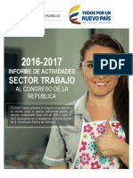 Informe Del Sector Trabajo Al Congreso de La República 2016 A 2017