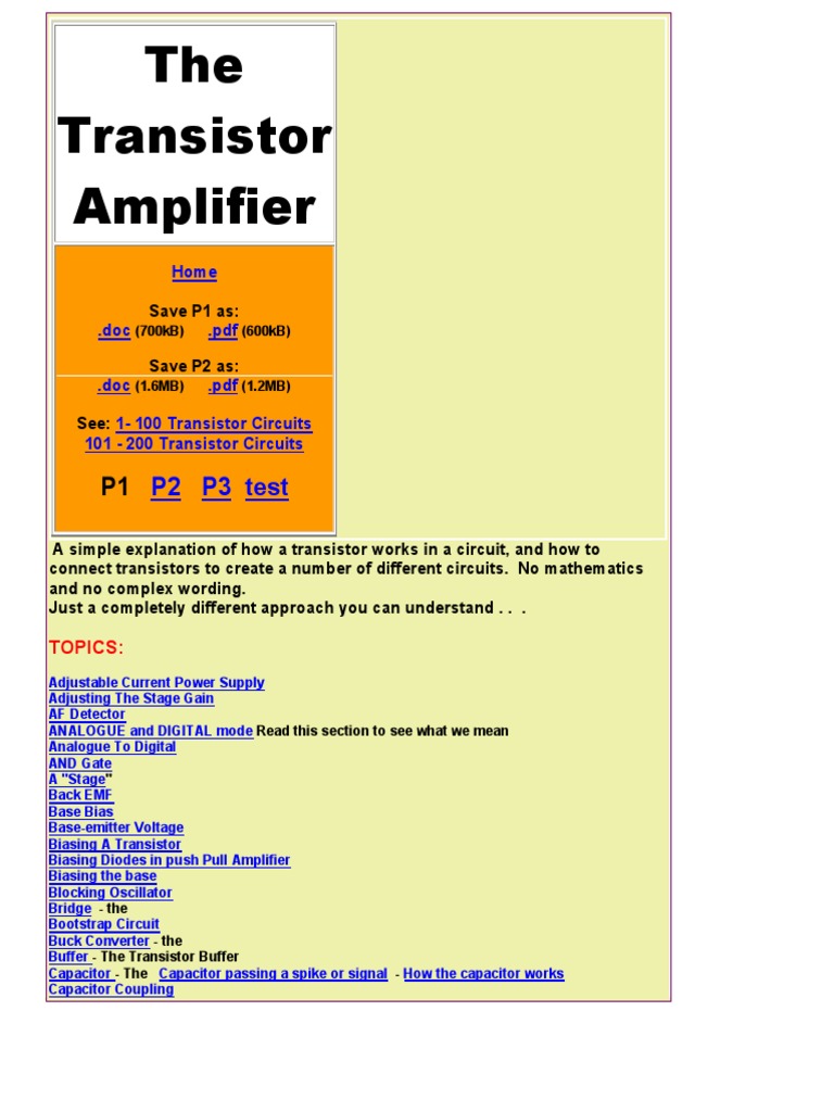 The Transistor Amplifier PDF | PDF | Bipolar Junction Transistor ...