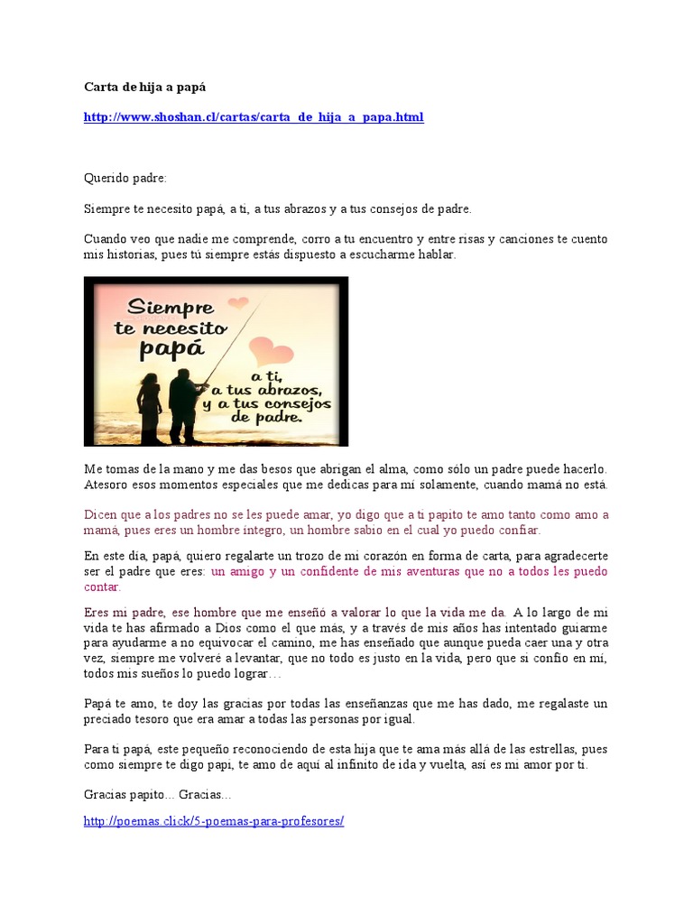 Carta de Hija A Papá PDF