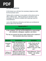 New Topic! On The Telephone: Speaking Box 1 Telephone Skills Resource