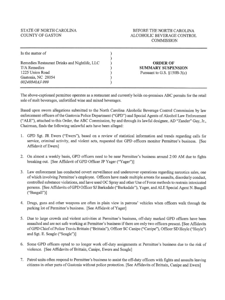 Order of Summary Suspension Remedies PDF