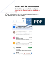 Guideline To Connect With The Interview Panel Through Zoom