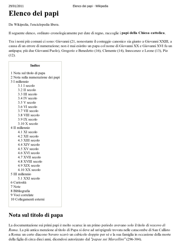 Elenco Dei Papi - Wikipedia | PDF