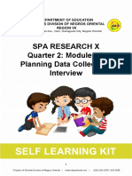 Spa Research X Quarter 2: Module 1.a Planning Data Collection: Interview