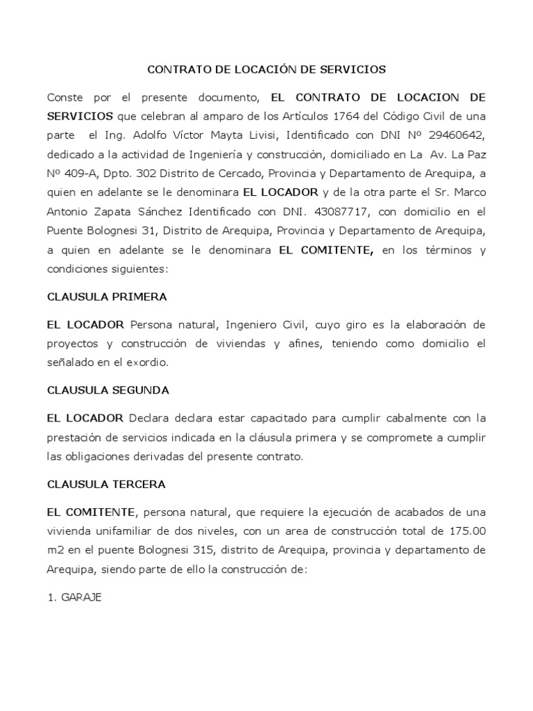 Contrato De LocaciÓn De Servicios