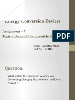 ME307 Energy Conversion Devices: Assignment - 7 Topic - Basics of Compressible Flow