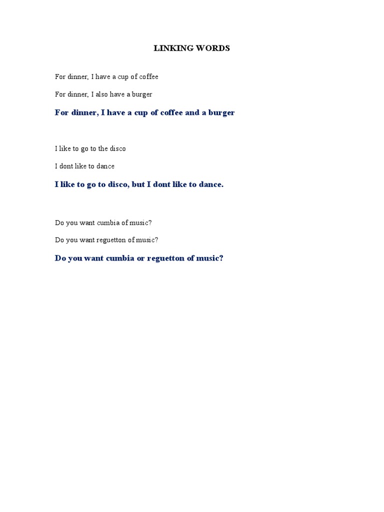 Linking Words in English Sentences | PDF | Art | Language Arts & Discipline