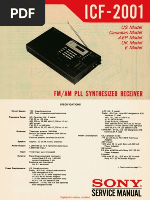 Sony ICF-2001 Service Manual PDF | PDF