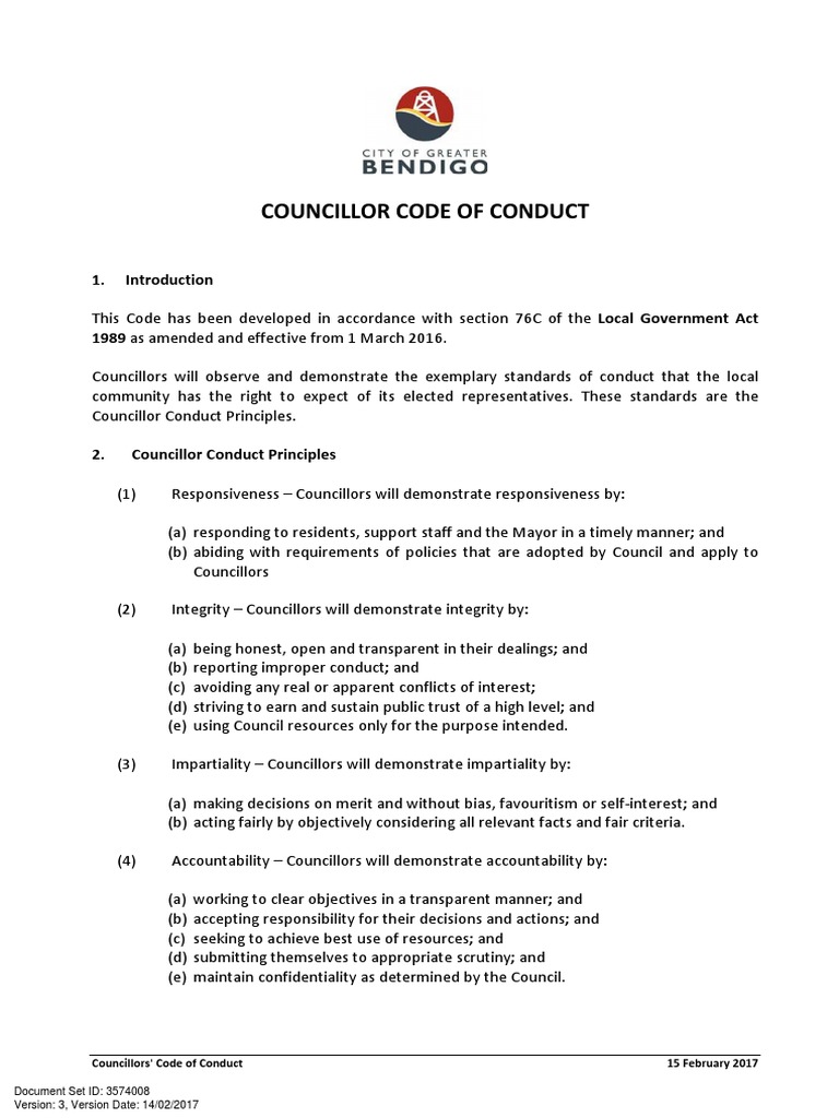 Councillor Code of Conduct Guidelines | PDF | Mediation | Arbitration