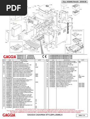 Gaggia Cadorna Plus Parts Diagram Pdf Mechanical Engineering Machines