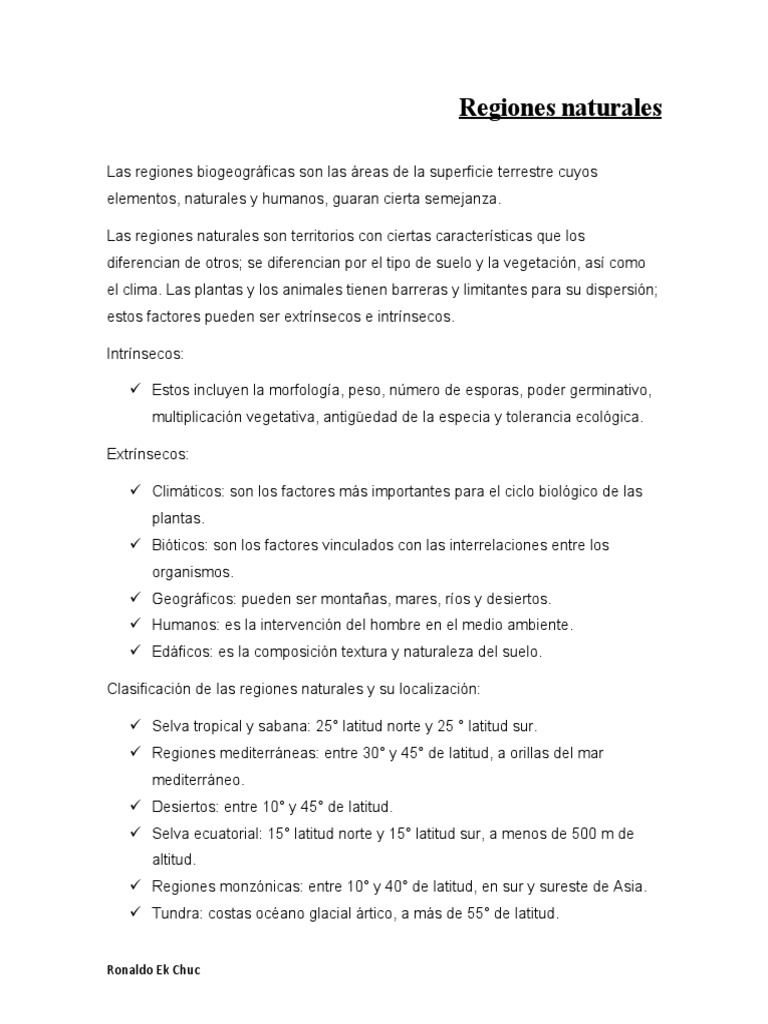 Clasificación de Regiones Naturales | PDF | Selva | Desierto