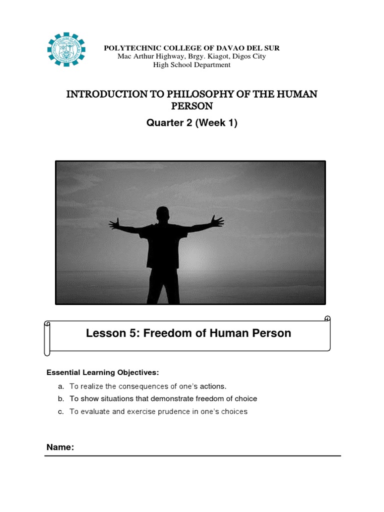 Introduction To Philosophy of The Human Person: Quarter 2 (Week 1 ...