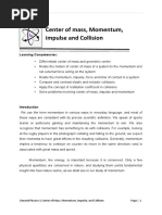 Center of Mass, Momentum, Impulse and Collision: Learning Competencies