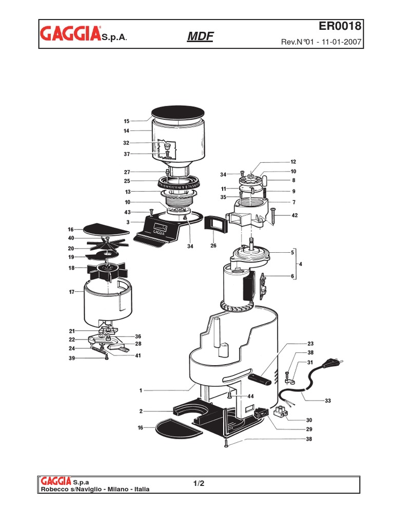 Gaggia MDF Parts Diagram PDF