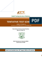 Tentative Test Schedule: Sindh Testing Services-Pakistan