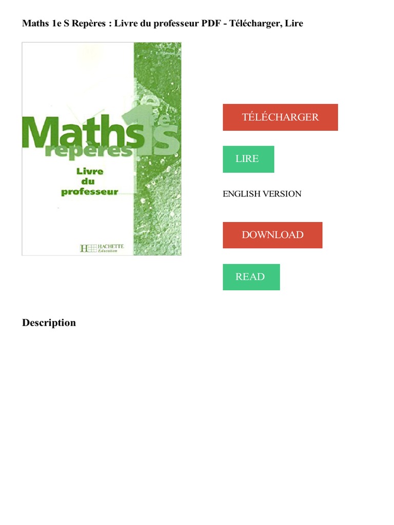 Livre Du Prof Maths Terminale Barbazo Pdf Lien Math Reperage | PDF | Enseignement des mathématiques | Édition