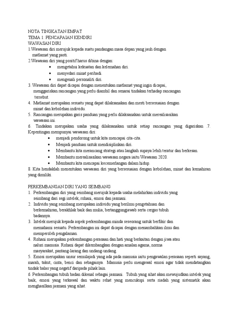 NOTA TINGKATAN EMPAT NOTA TINGKATAN EMPAT