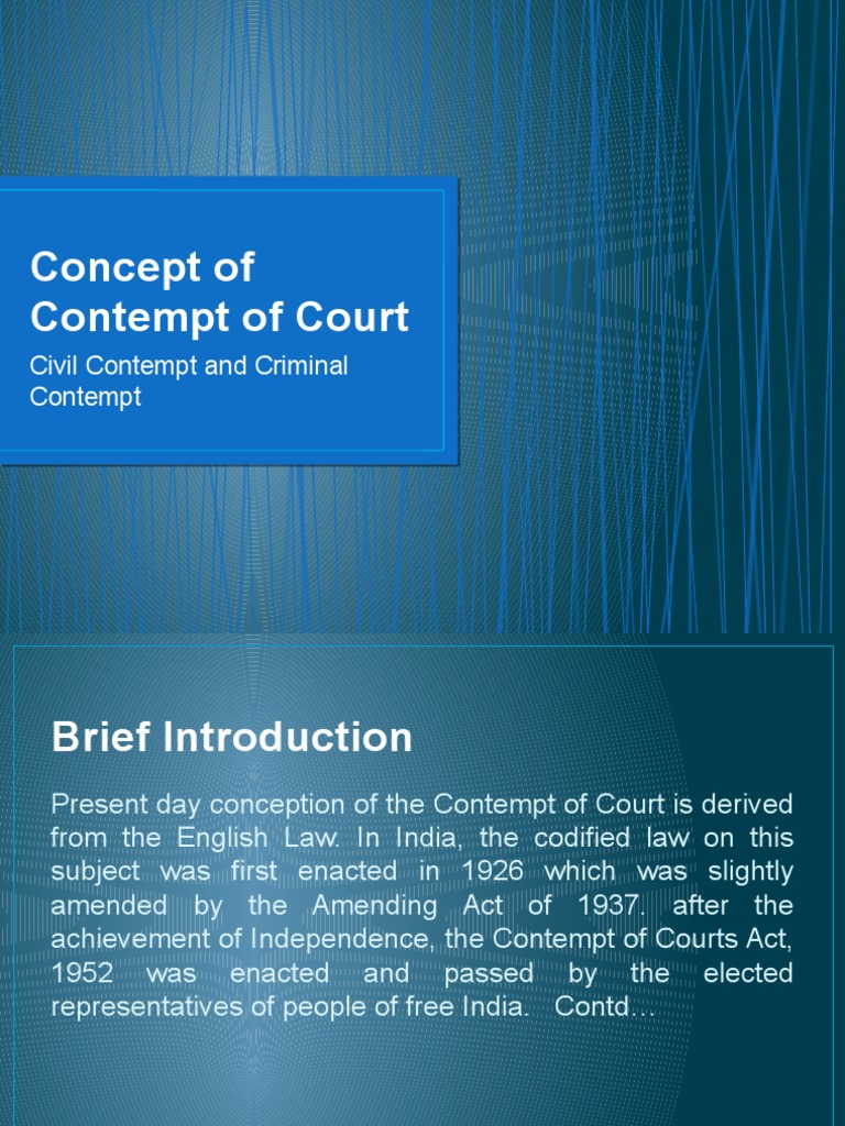 Concept of Contempt of Court: Civil Contempt and Criminal Contempt ...