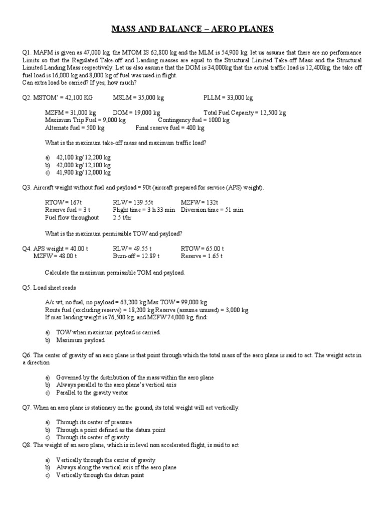 Aircraft Mass and Balance Analysis | PDF | Aviation | Aerospace