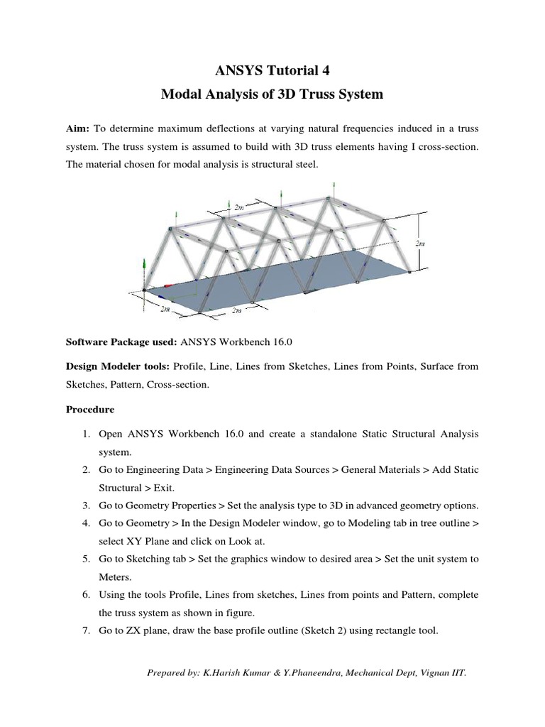 ANSYS Tutorial 4 Modal Analysis of 3D Truss System | PDF | Truss | 3 D ...