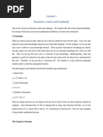 Lecture 1 Functions, Limits and Continuity