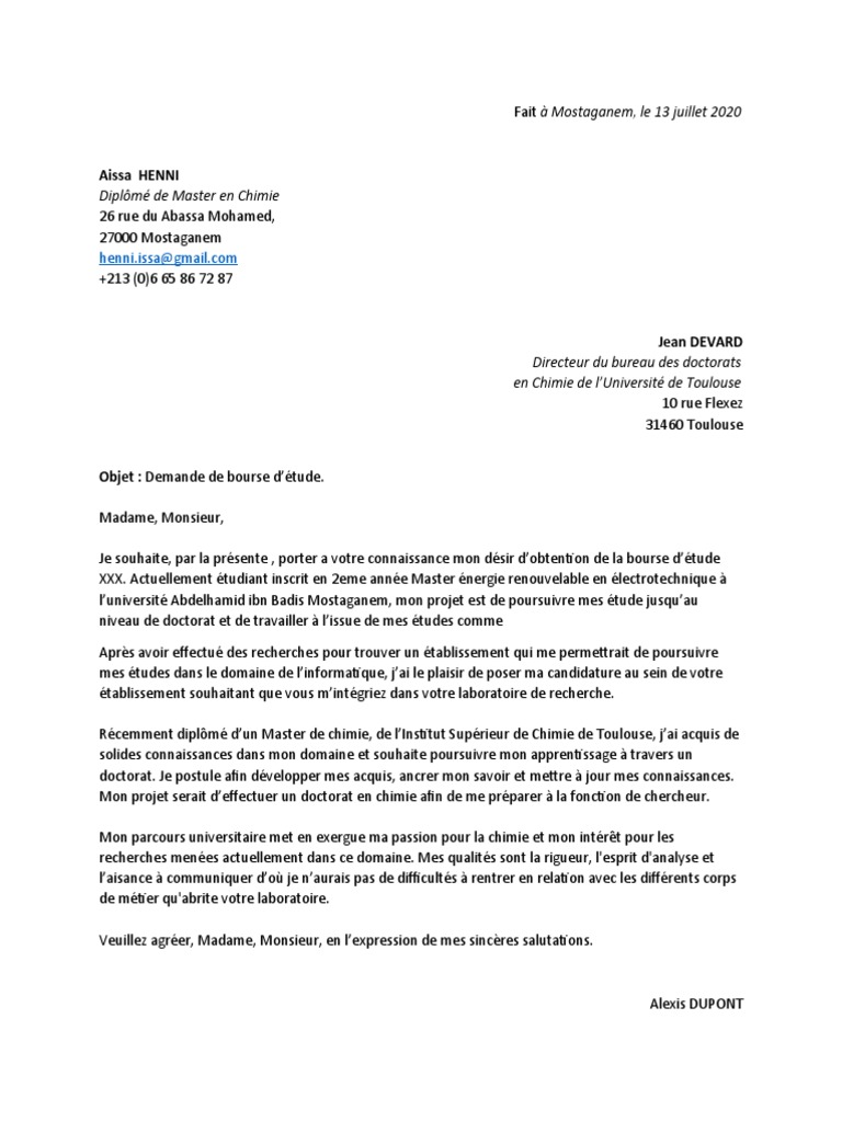 Lettre De Motivation Master 2 Energie Renouvelable