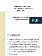 Implementing An Activity Based Budget System: Presentation by CPA Laurian, Vicent
