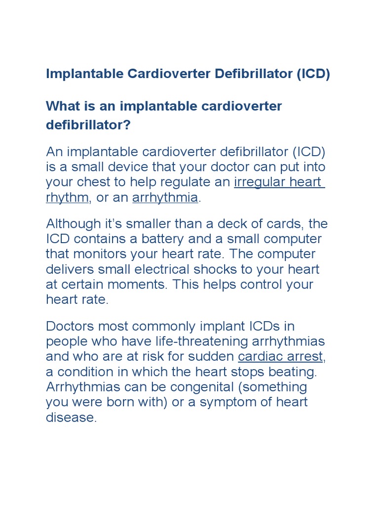 Understanding Implantable Cardioverter Defibrillators | PDF | Heart ...