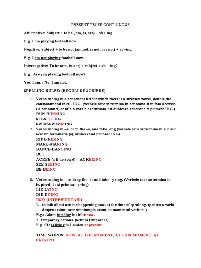 Present Continuous Teorie | PDF | Syntax | Cognitive Science