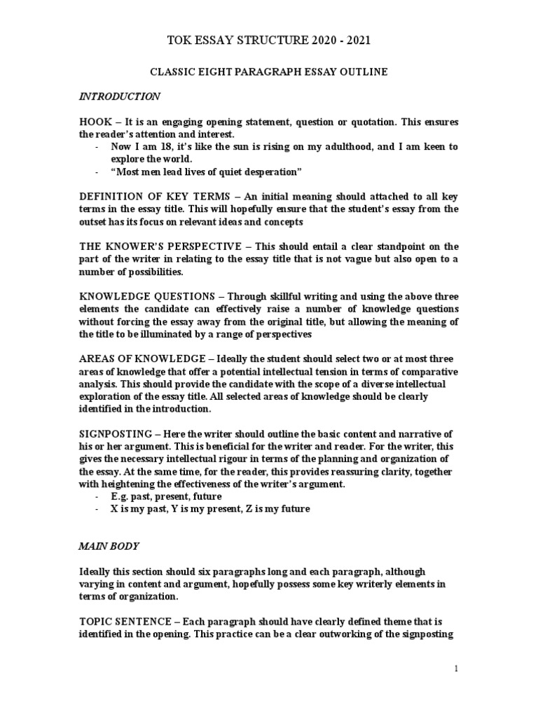 TOK Essay Structure PDF Essays Argument