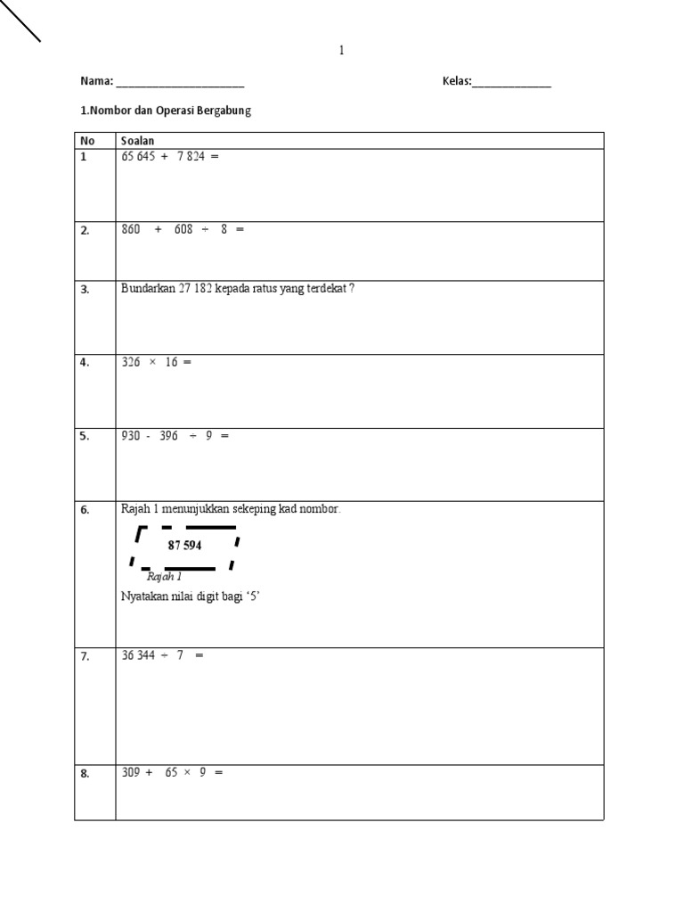 Latihan Matematik UPSR | PDF