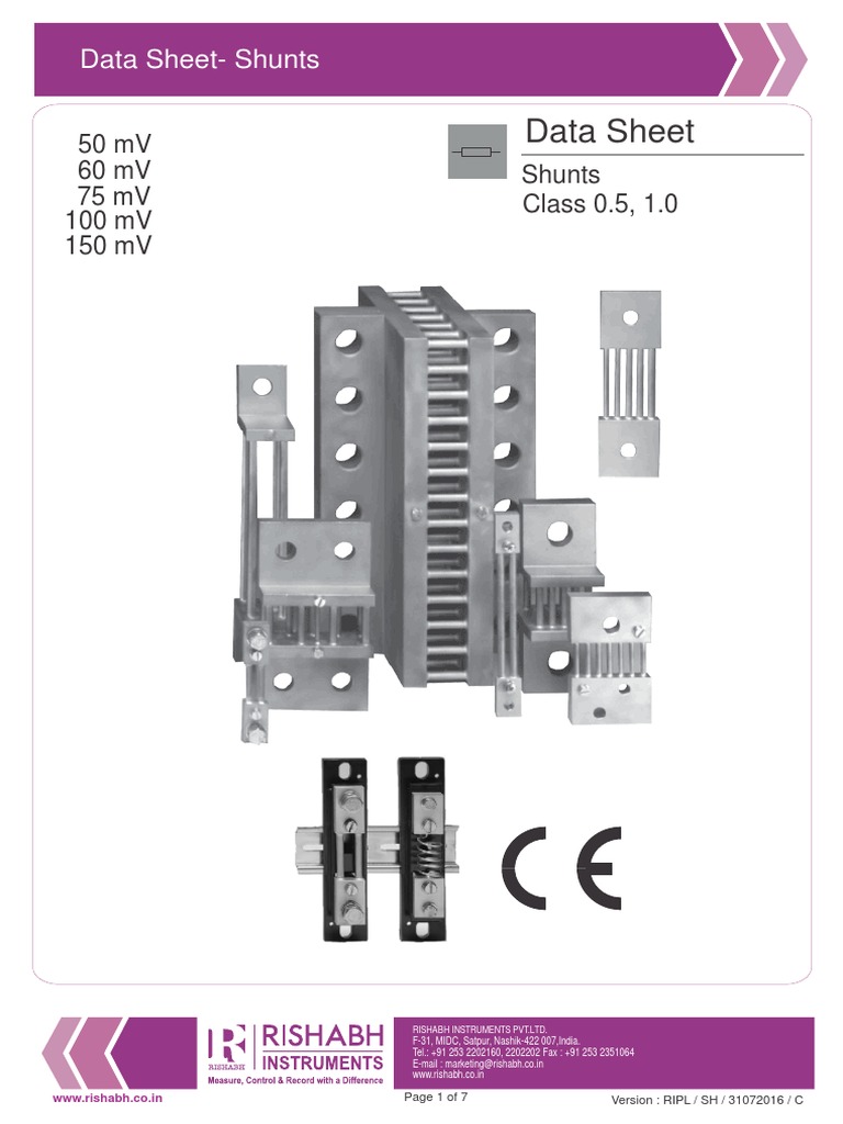 Rishabh Shunt Specifications and Standards | PDF | Electrical ...