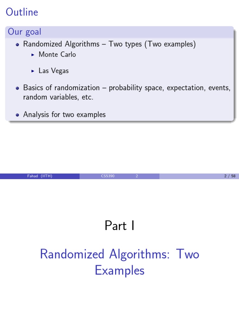 Our Goal: Randomized Algorithms - Two Types (Two Examples) | PDF ...