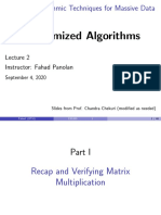 Algorithmic Techniques for Massive Data: Randomized Algorithms Lecture 2